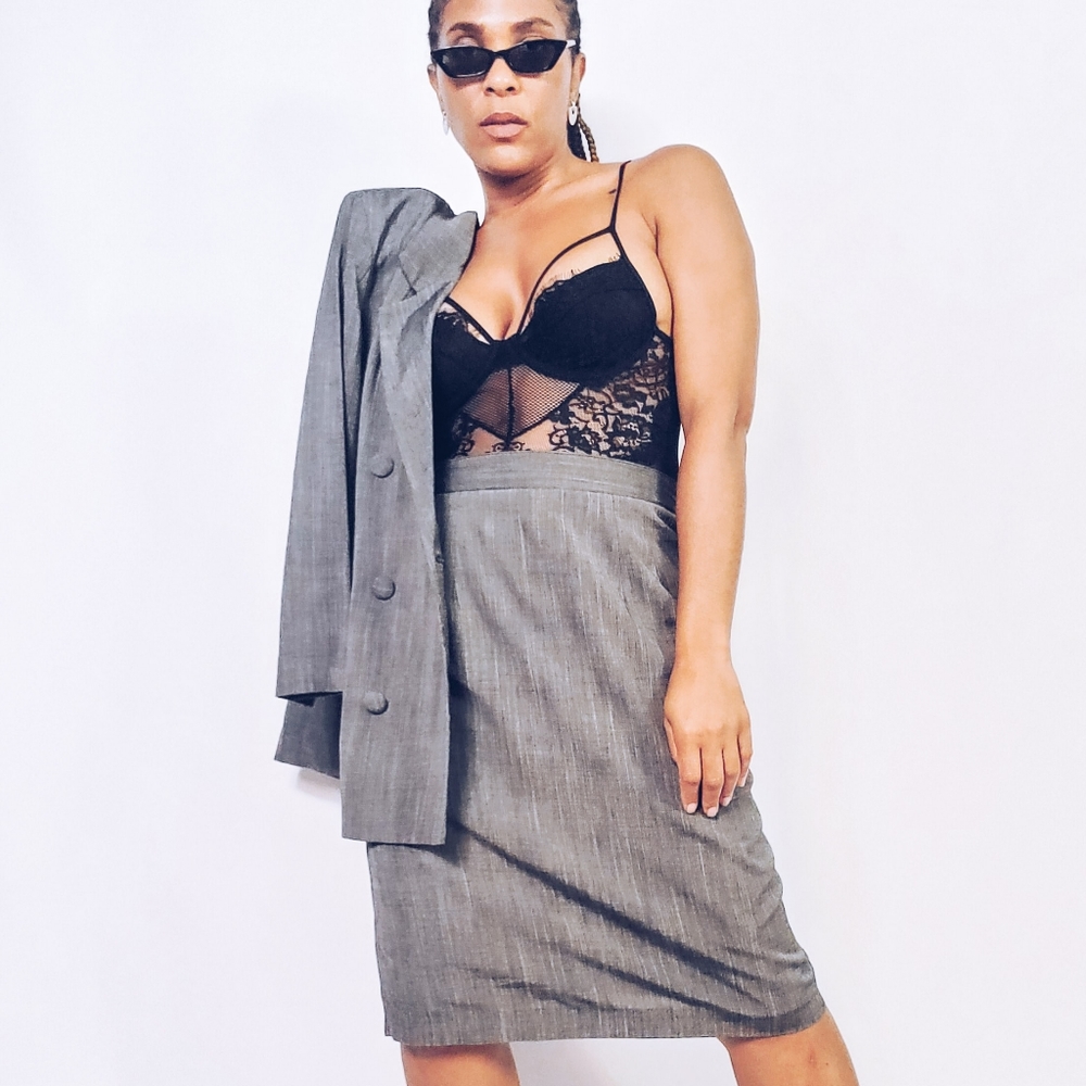 Charcoal Skirt Suit - Picture 2 of 11